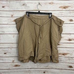 Lane Bryant Tan Brown Linen Blend Tie Waist Shorts